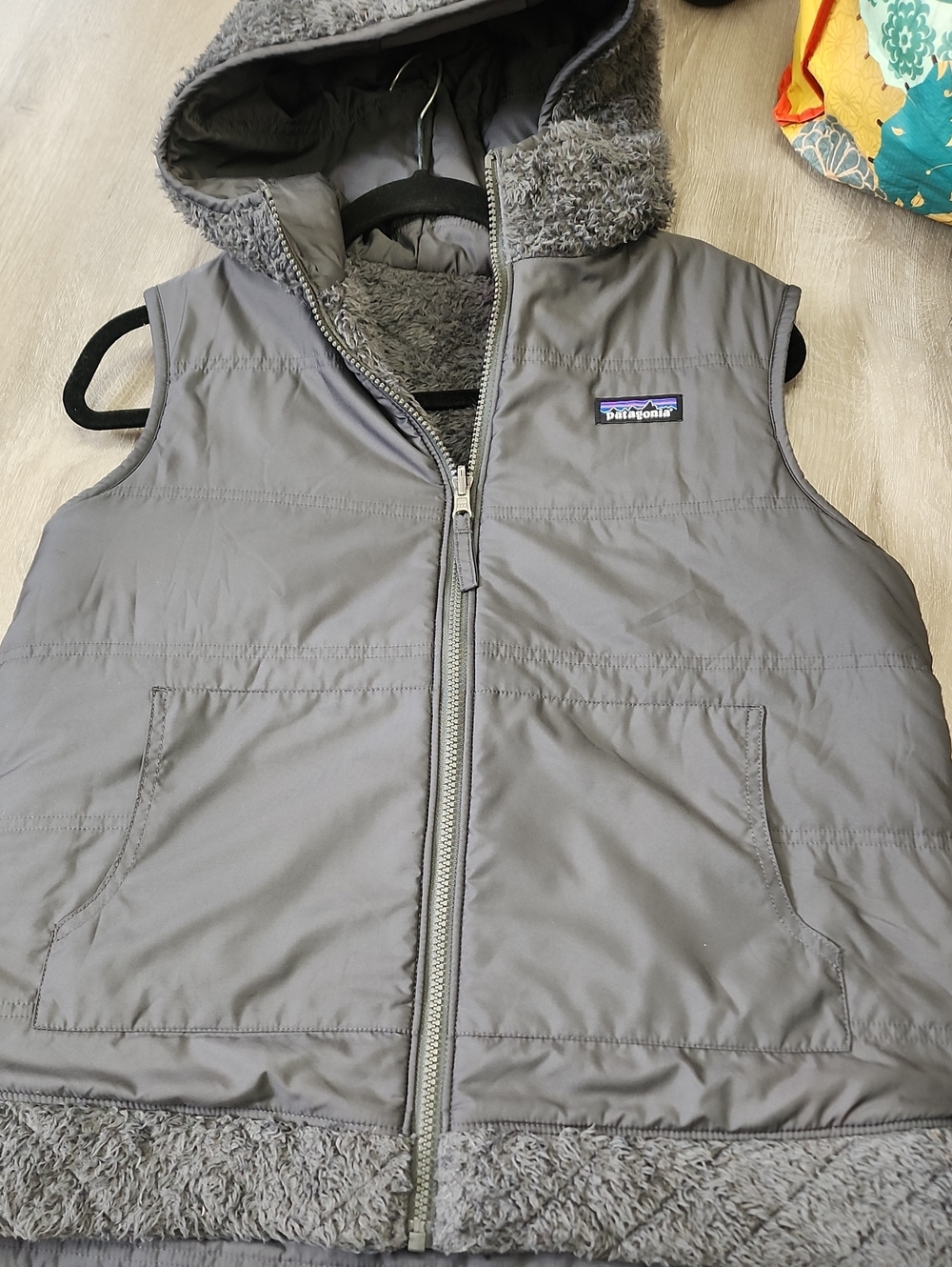Patagonia Gray Fleece-Lined Hooded Vest